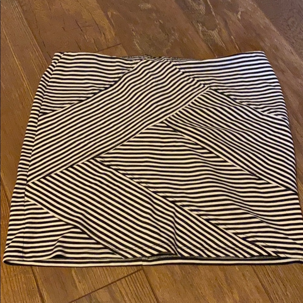 Black and white striped mini skirt